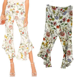 Parker Zizi Pant in Sangria Floral Botanical Flared Bell Bottom Cream Size 8‎
